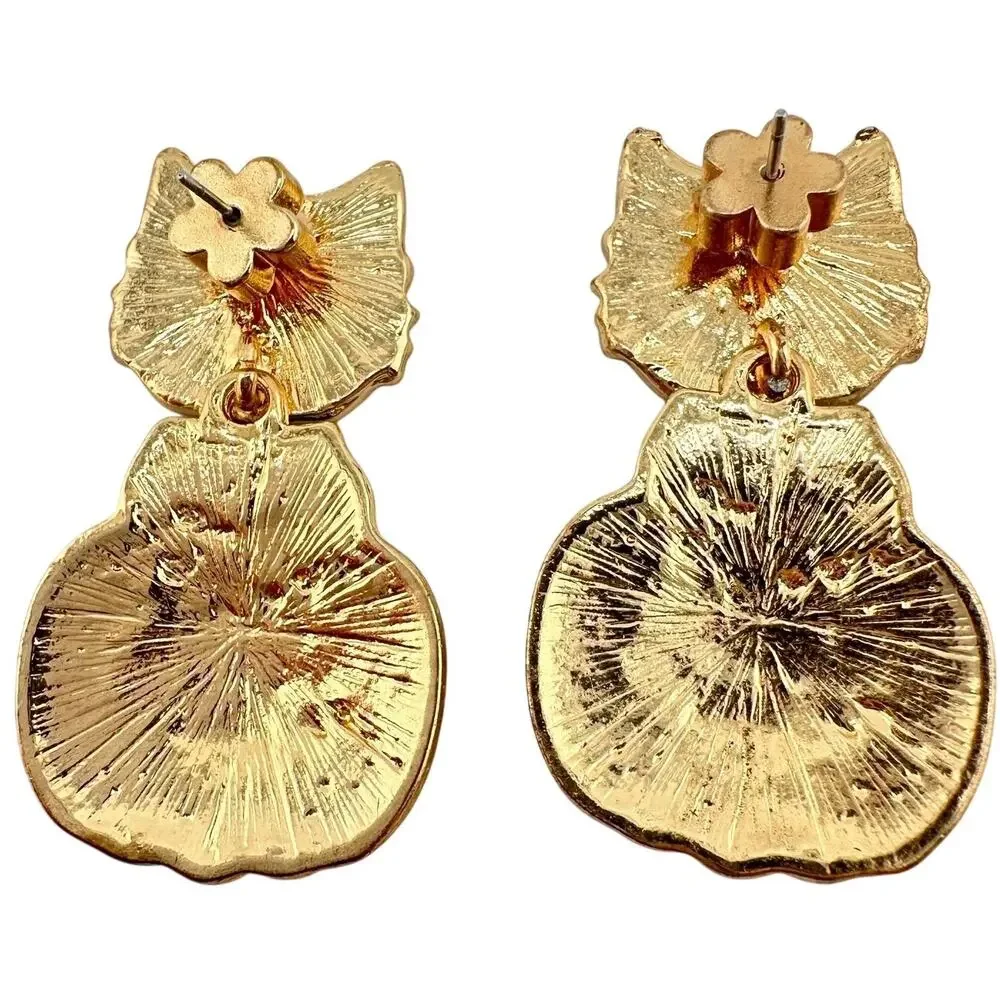Sugarfix Baublebar Halloween Purrtiest Pumpkin Cat Enamel Crystals 1.75 Earrings
